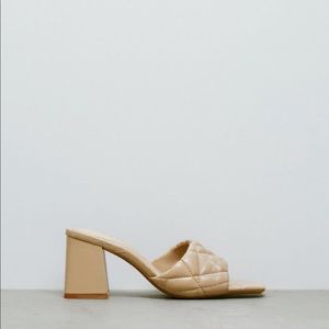 Zara Wide Healed Quilted Sandals
